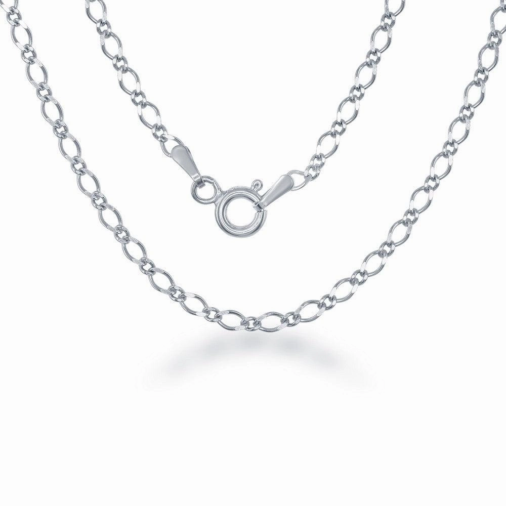 Sterling Silver Rhodium Plated Fancy Link Chain, 18"