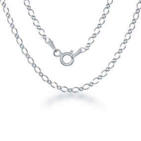 Sterling Silver Rhodium Plated Fancy Link Chain, 20"