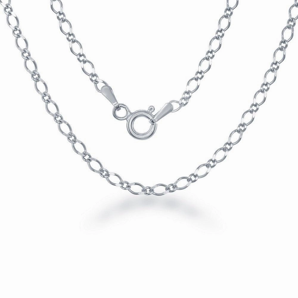 Sterling Silver Rhodium Plated Fancy Link Chain, 20"