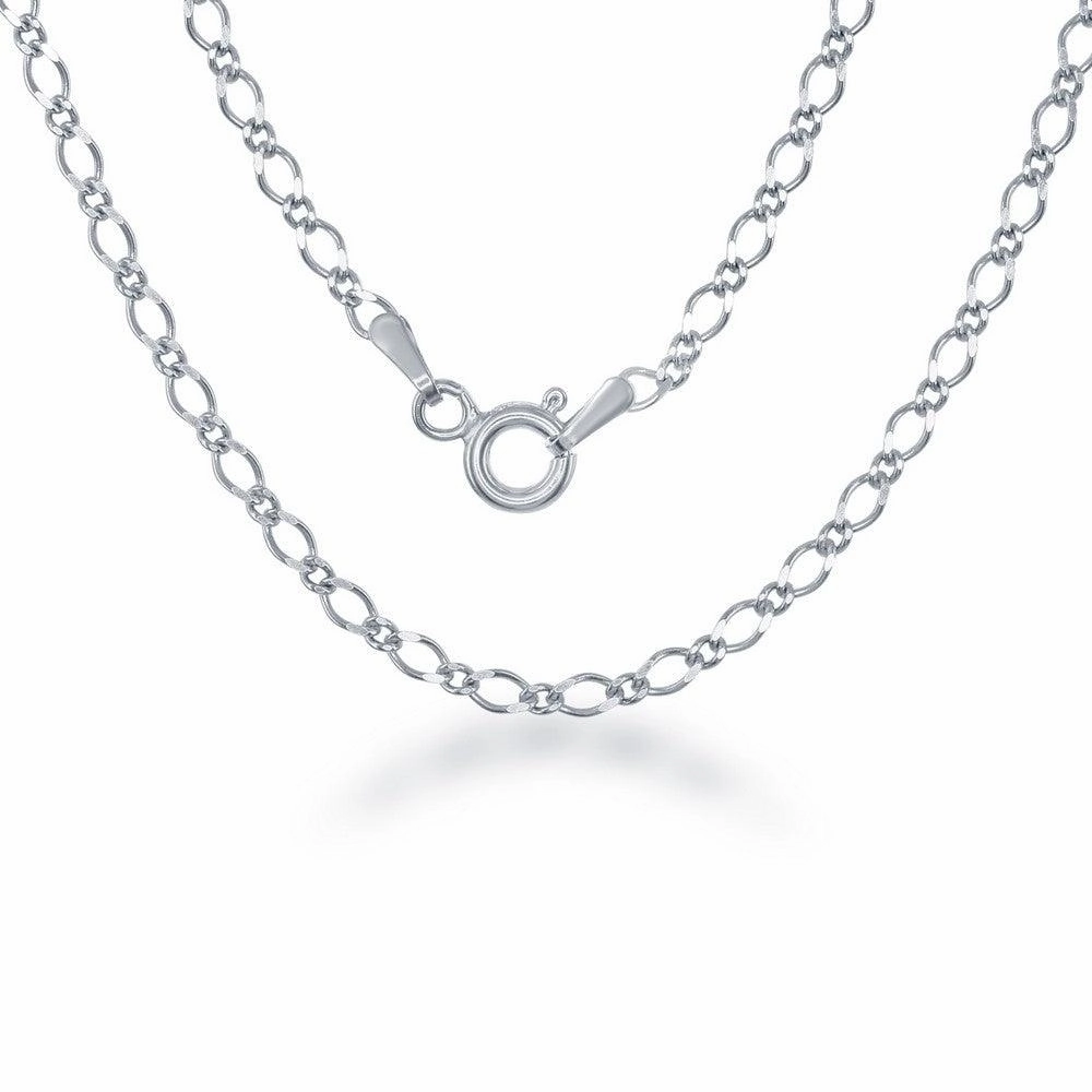 Sterling Silver Rhodium Plated Fancy Link Chain, 22"