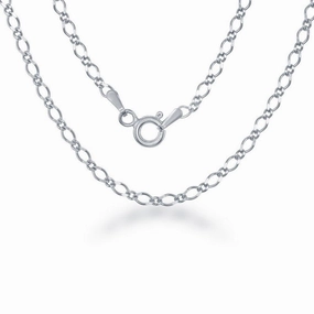 Sterling Silver Rhodium Plated Fancy Link Chain, 22"