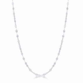 Sterling Silver Rhodium Plated Flat Mirror Oval Chain, 18"
