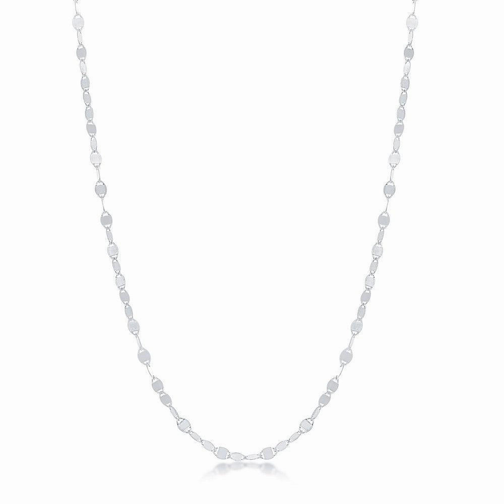 Sterling Silver Rhodium Plated Flat Mirror Oval Chain, 18"