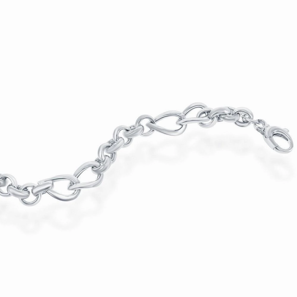 Sterling Silver Rolo and Twisted Oval Bracelet