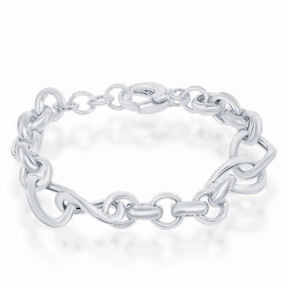 Sterling Silver Rolo and Twisted Oval Bracelet