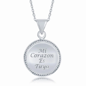 Sterling Silver Rope Style Circle Shiny Pendant