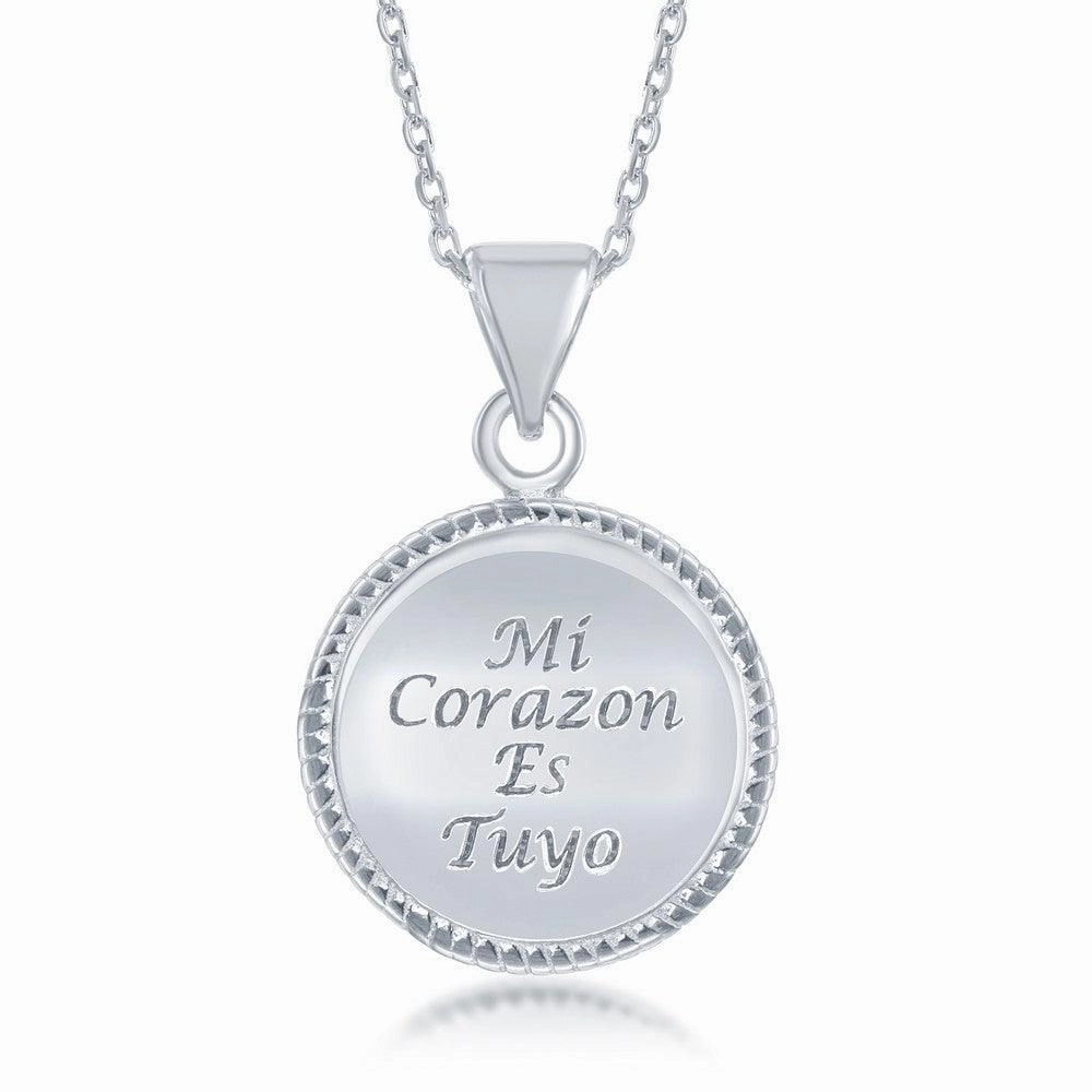Sterling Silver Rope Style Circle Shiny Pendant