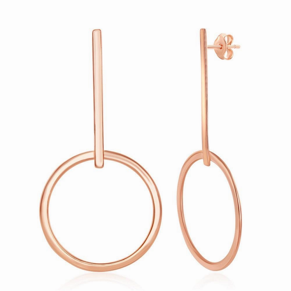 Sterling Silver Rose Gold Plated Bar Hoop Earrings