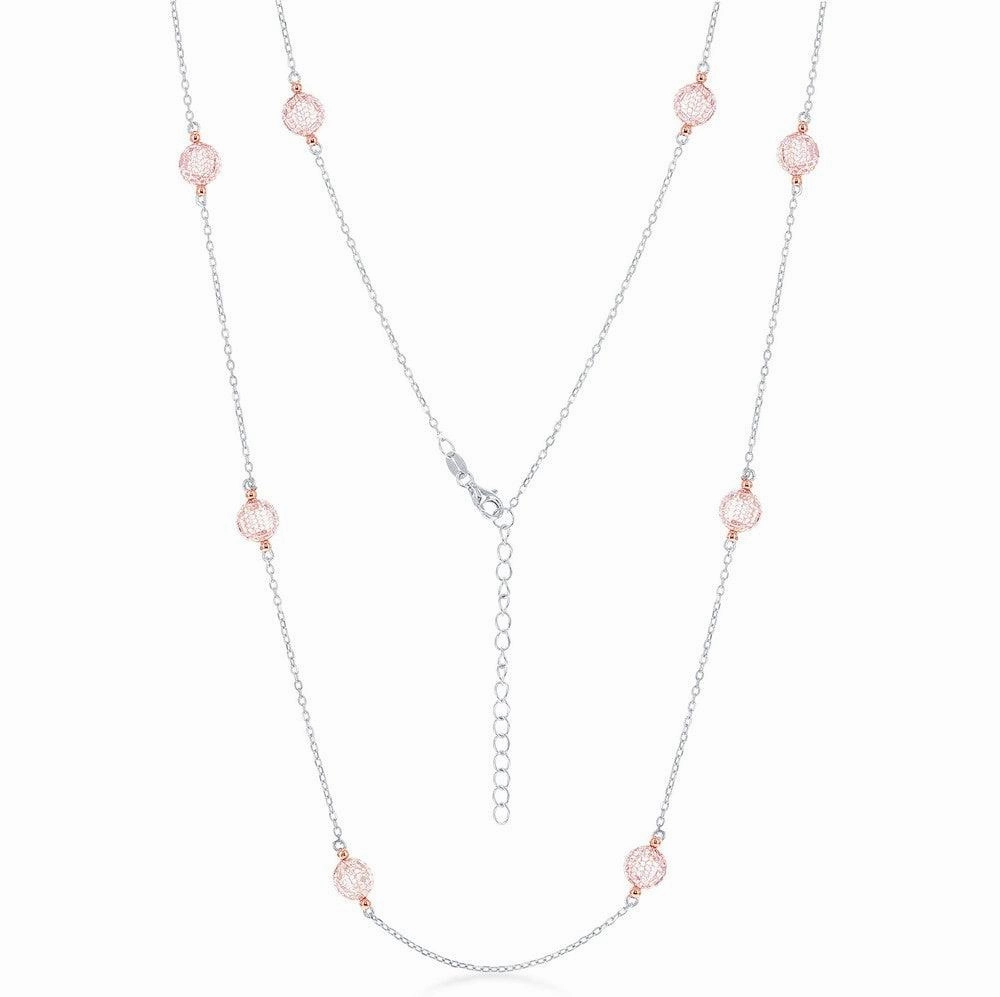 Sterling Silver Rose Gold Plated CZ By The Yard Necklace
