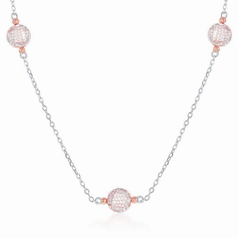 Sterling Silver Rose Gold Plated CZ By The Yard Necklace