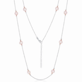 Sterling Silver Rose Gold Plated CZ By The Yard Necklace