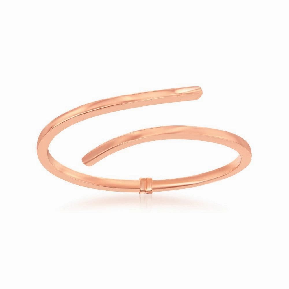 Sterling Silver Rose Gold Plated Double Wave Design Bangle