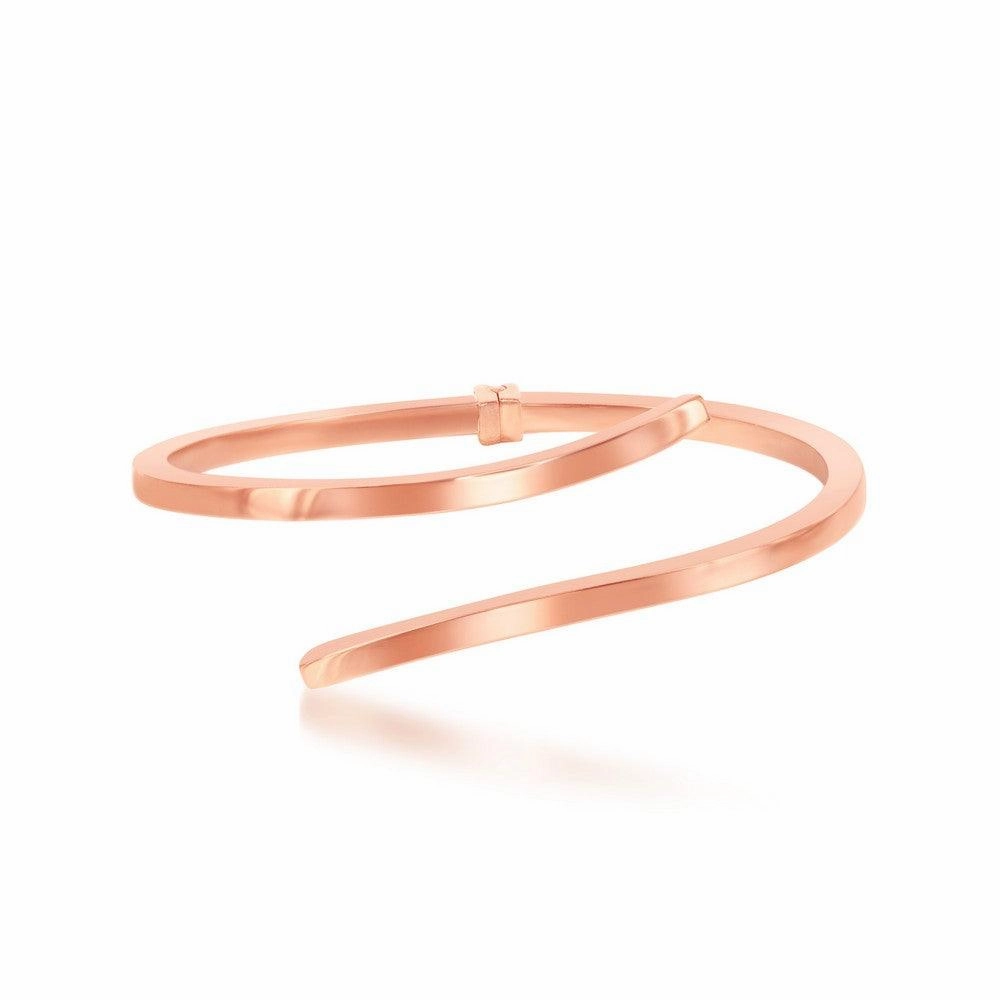Sterling Silver Rose Gold Plated Double Wave Design Bangle