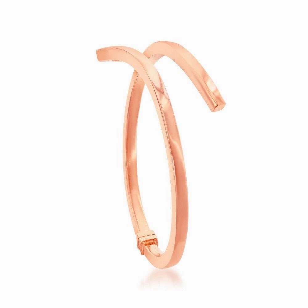 Sterling Silver Rose Gold Plated Double Wave Design Bangle