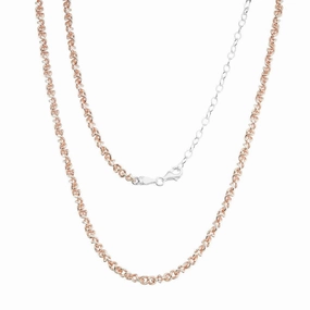 Sterling Silver Rose Gold Plated Infinity Chain, 7"