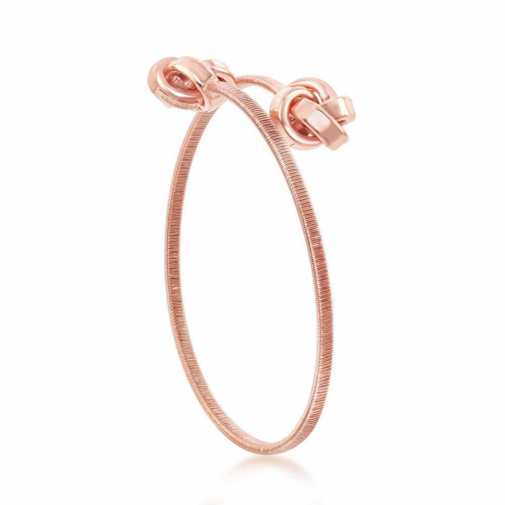 Sterling Silver Rose Gold Plated Love Knot Wire Bangle