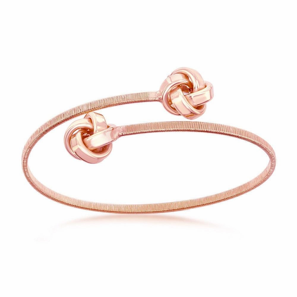 Sterling Silver Rose Gold Plated Love Knot Wire Bangle