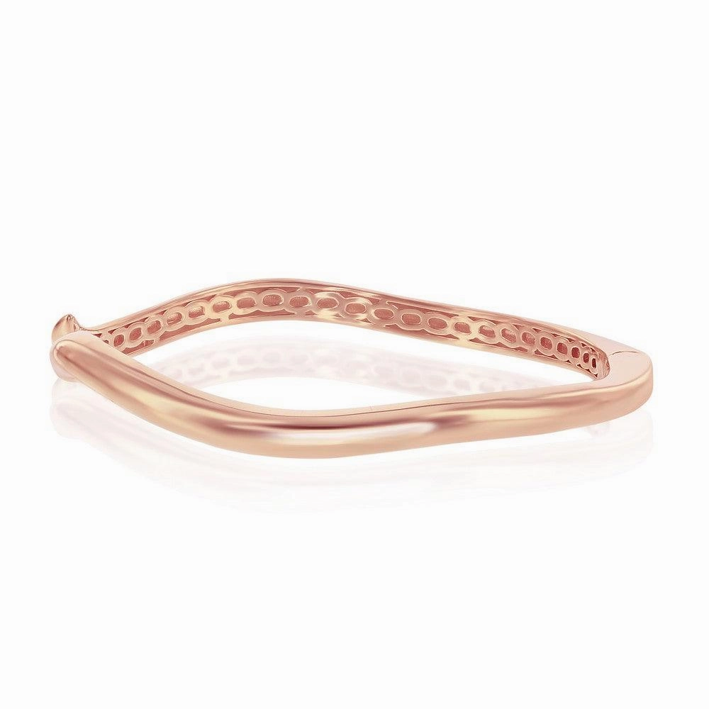 Sterling Silver Rose Gold Plated Waved Bangle