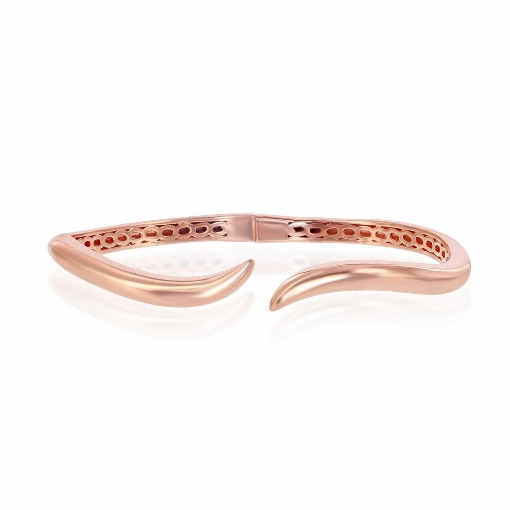 Sterling Silver Rose Gold Plated Waved Bangle