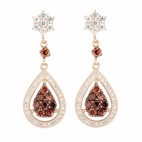 Sterling Silver Rose Gold Teardrop CZ Pave Earrings