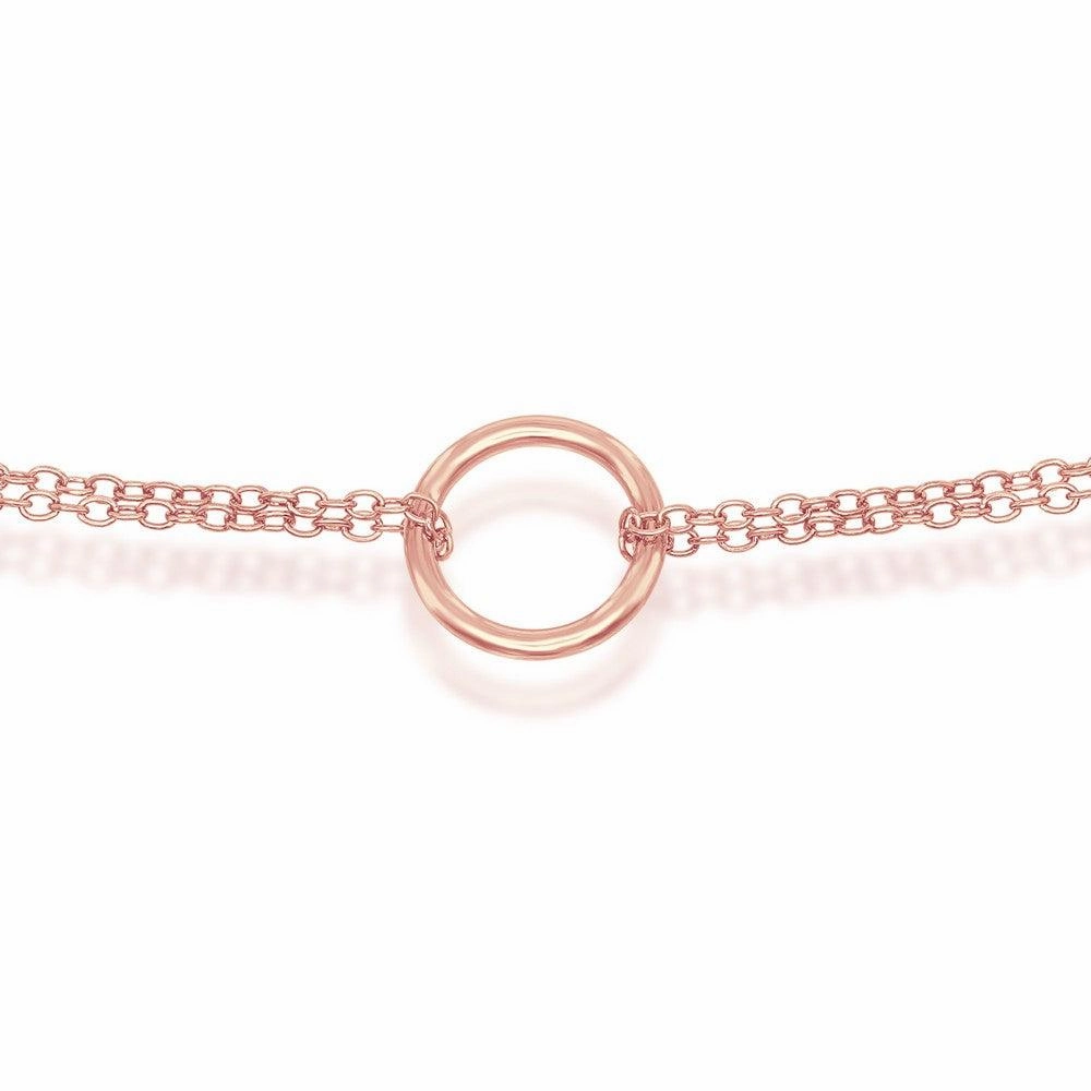 Sterling Silver Rose GP Double Strand with Open Circle Choker