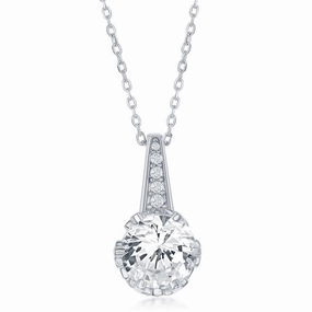 Sterling Silver Round CZ Pendant