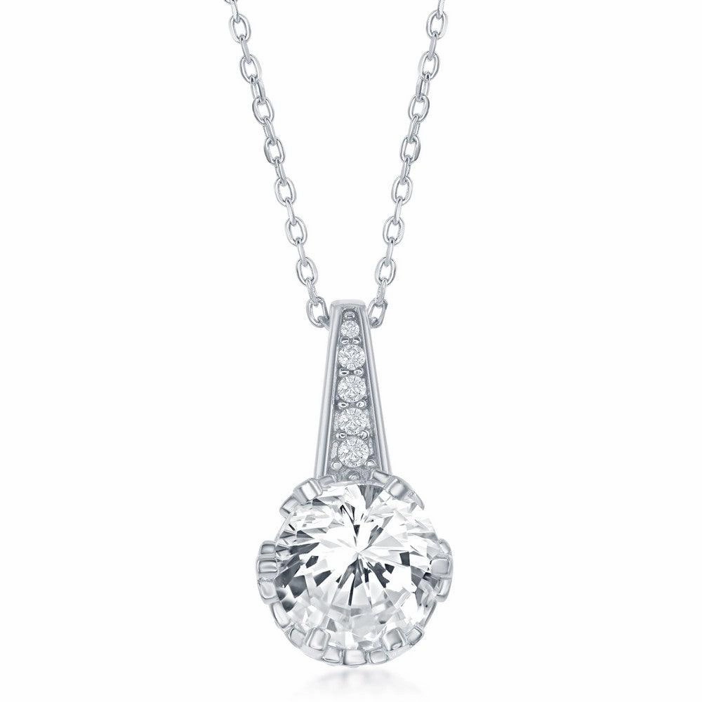 Sterling Silver Round CZ Pendant
