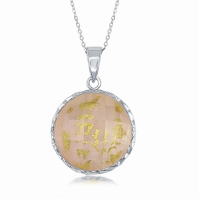 Sterling Silver Round Pink MOP Doublet Pendant