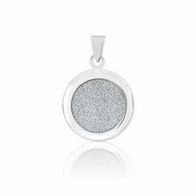 Sterling Silver Round Sparkly Silver Pendant