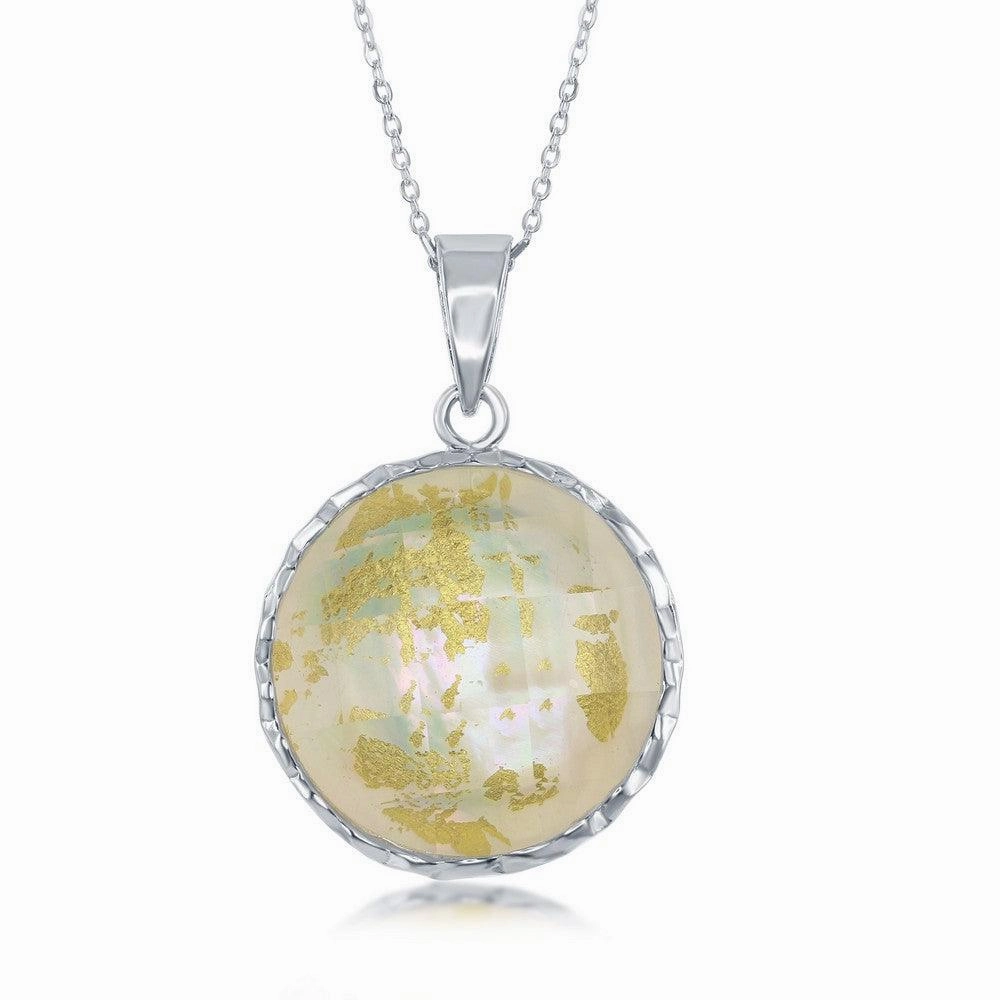 Sterling Silver Round White MOP Doublet Pendant
