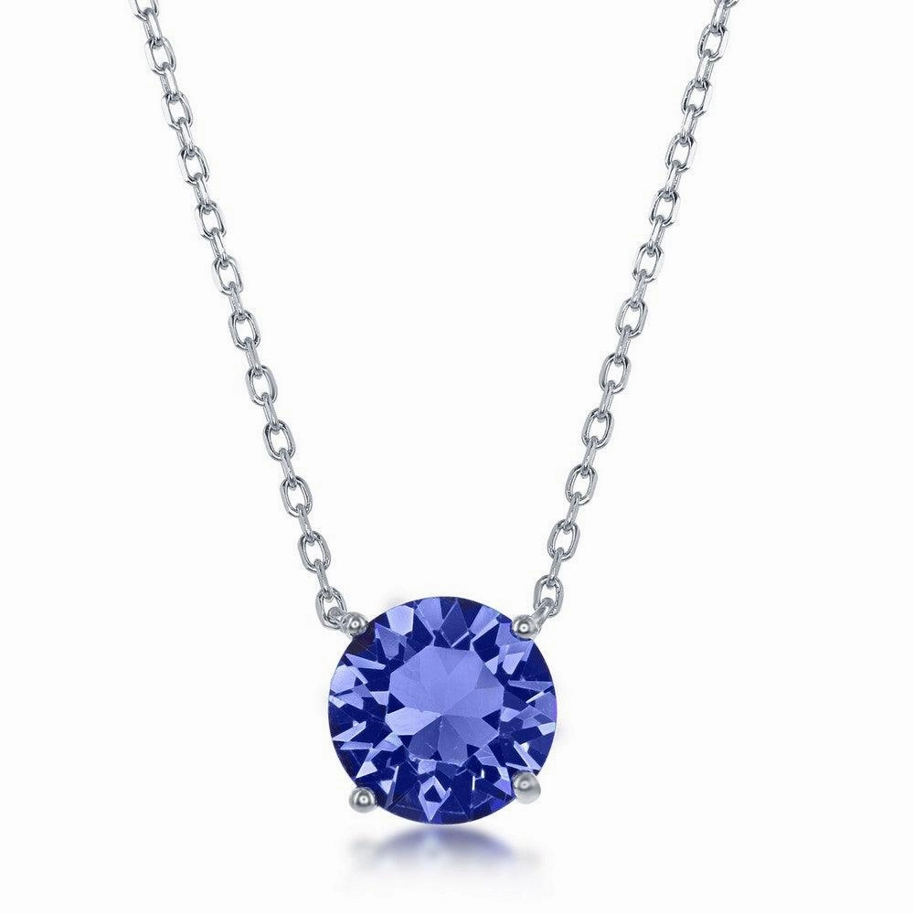 Sterling Silver Sapphire "September" Swarovski Element Necklace