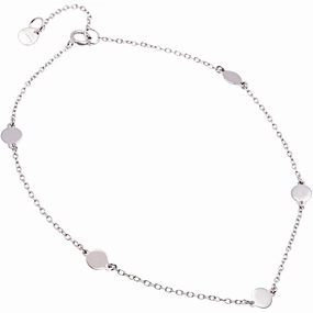 Sterling Silver Shiny Flat Circle Anklet