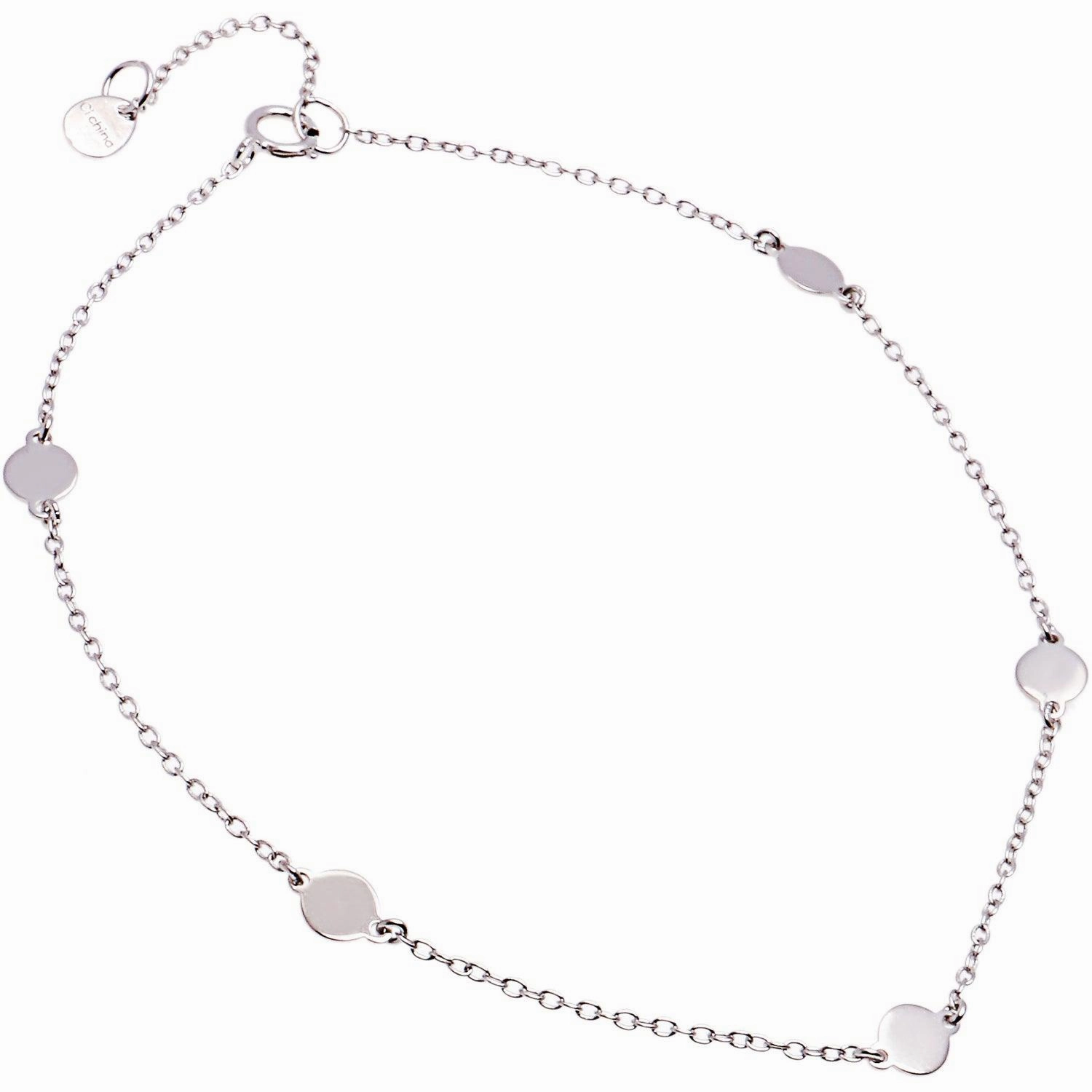 Sterling Silver Shiny Flat Circle Anklet