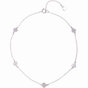 Sterling Silver Shiny Flat Heart Anklet