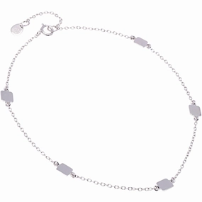 Sterling Silver Shiny Flat Square Anklet
