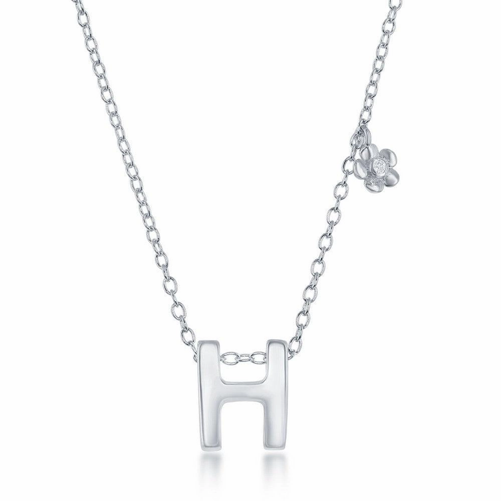 Sterling Silver Shiny "H" Necklace and Earrings Set