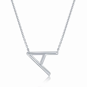 Sterling Silver Sideways A Initial Necklace
