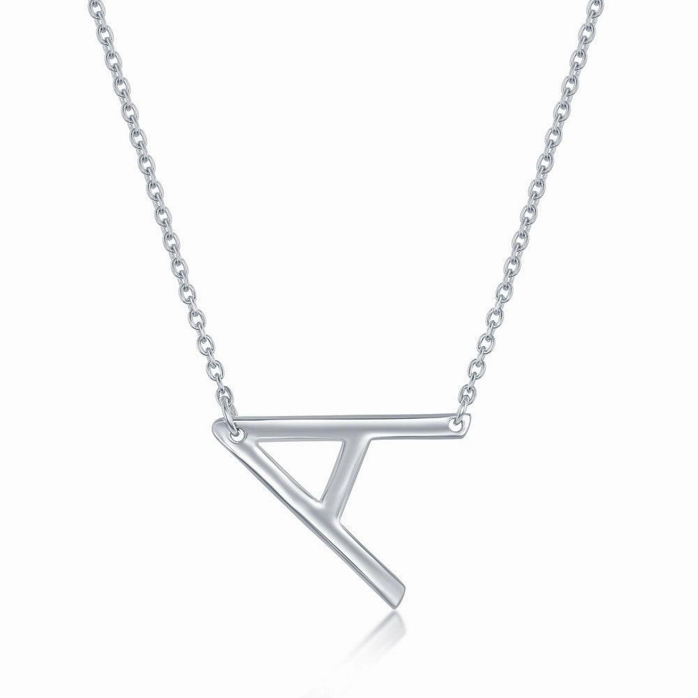 Sterling Silver Sideways A Initial Necklace