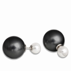 Sterling Silver Simulated Black Pearl Earrings