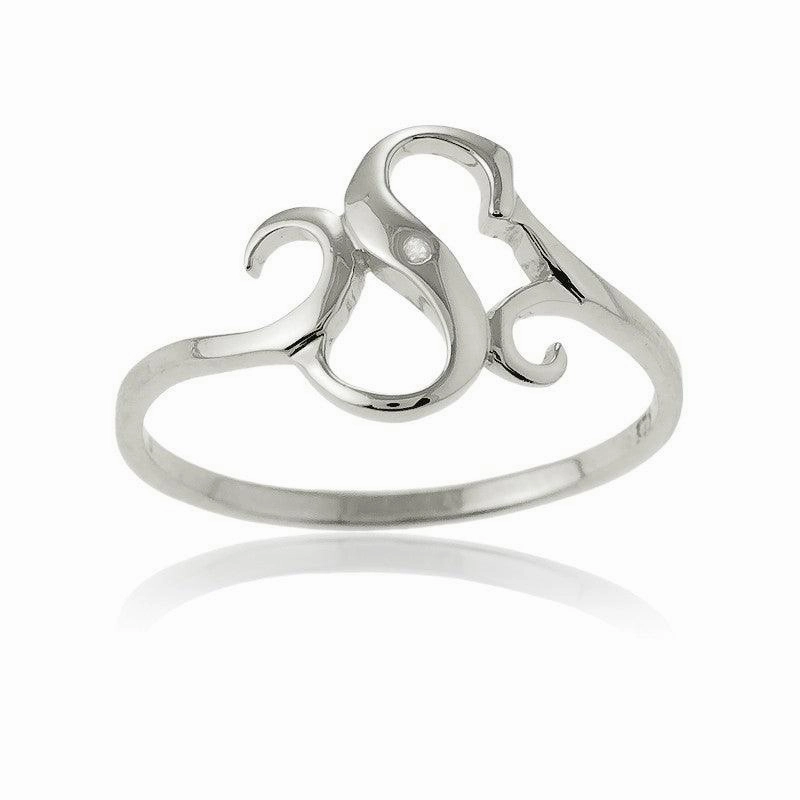 Sterling Silver Single CZ "S" Ring, Size 7