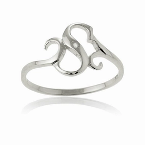 Sterling Silver Single CZ "S" Ring, Size 7