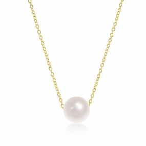 Sterling Silver Single Threaded Freshwater Pearl Necklace - Gold Plated