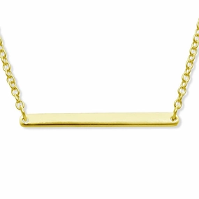 Sterling Silver Small Bar Necklace - Gold Plated