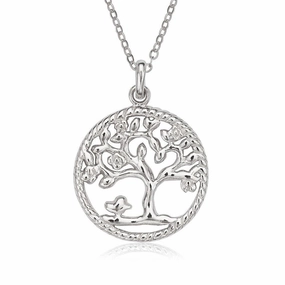 Sterling Silver Small Circle Tree of Life Pendant