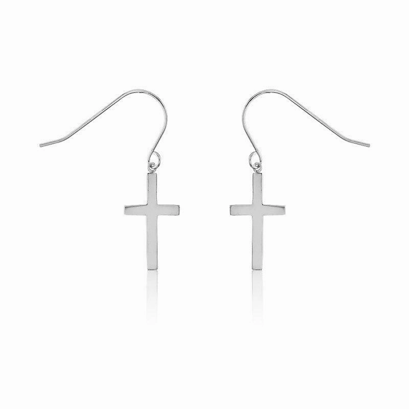 Sterling Silver Small Cross Earrings