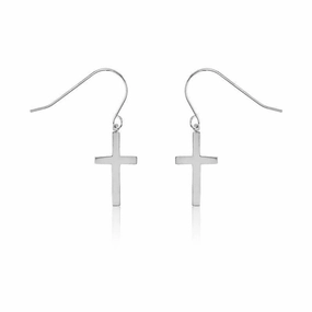 Sterling Silver Small Cross Earrings