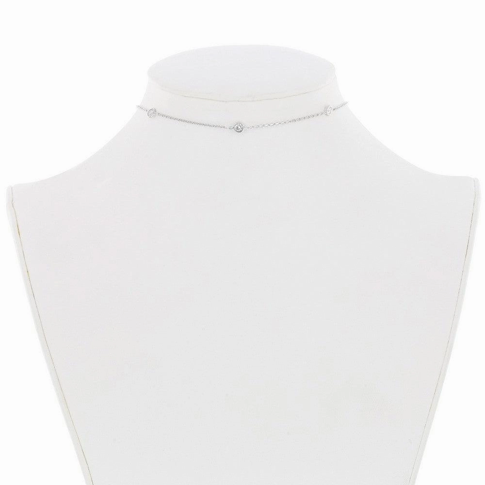Sterling Silver Small CZ By The Yard Choker Necklace