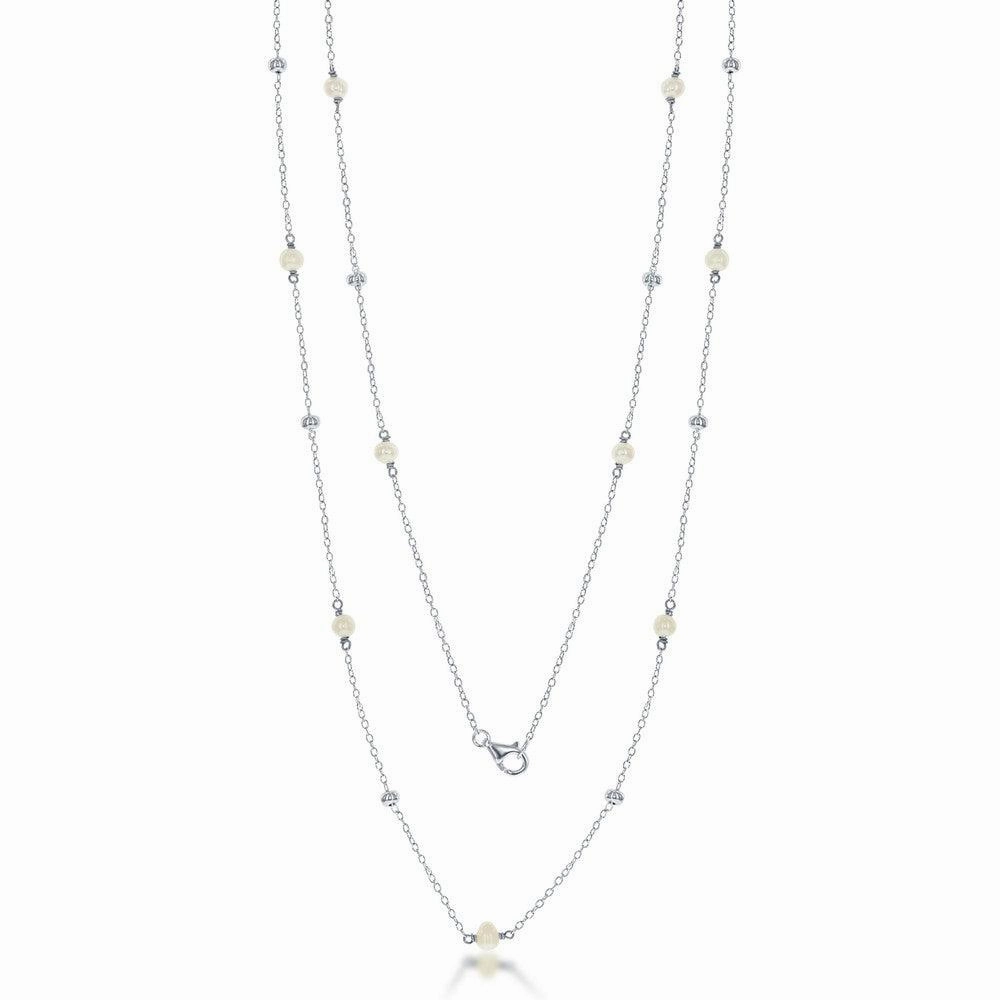Sterling Silver Small Freshwater Pearls and Beads by the Yard Necklace