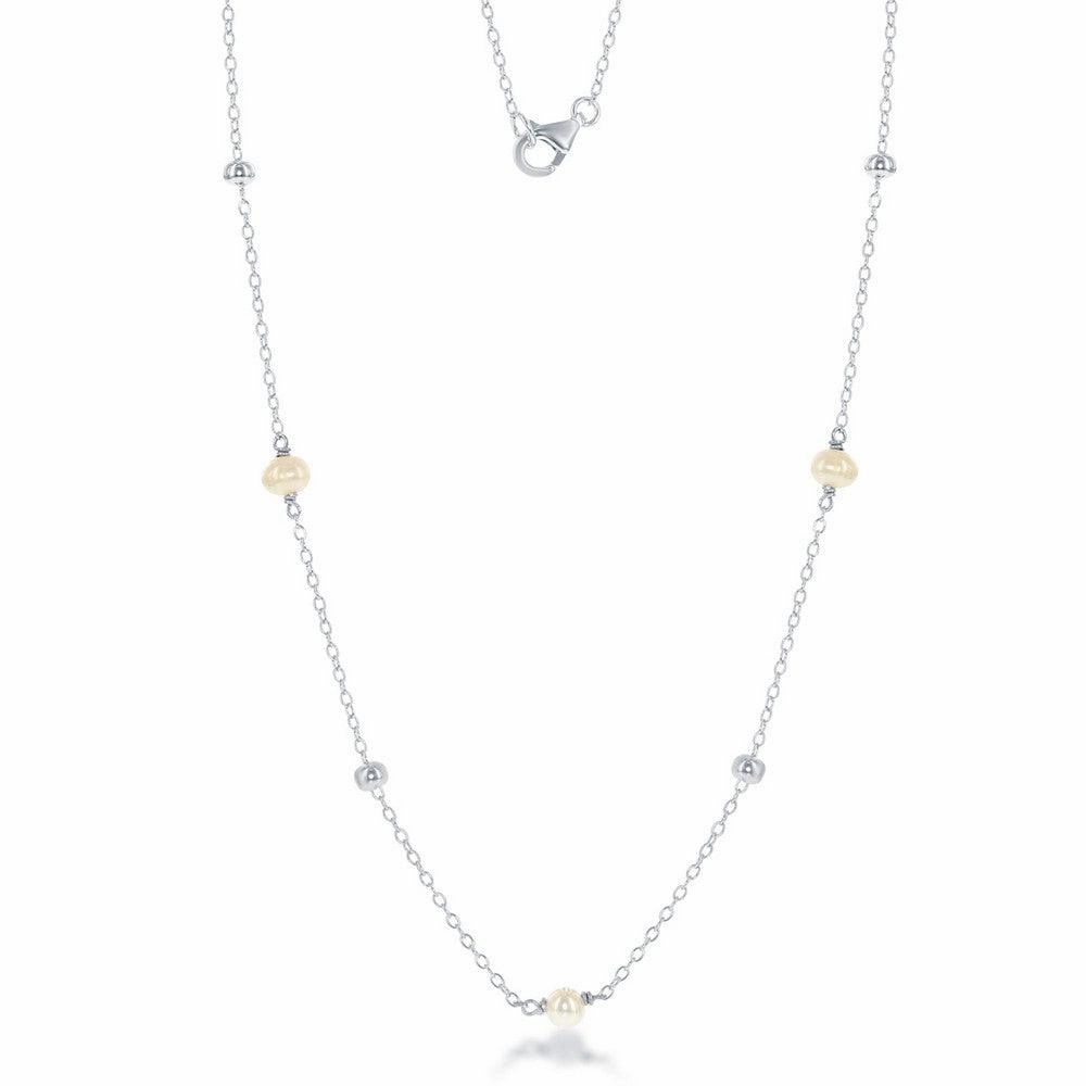 Sterling Silver Small Freshwater Pearls and Beads by the Yard Necklace