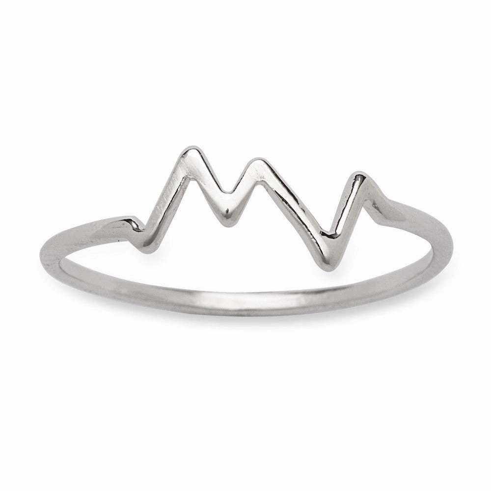 Sterling Silver Small Heartbeat Ring - W-1333